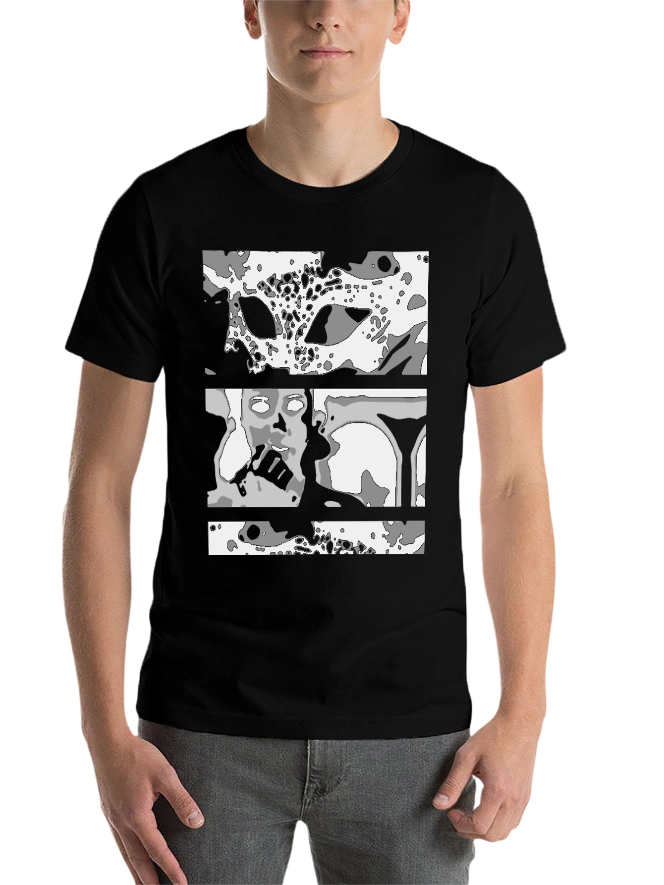 Black Abstract Graphic Print Black T-Shirt view 7