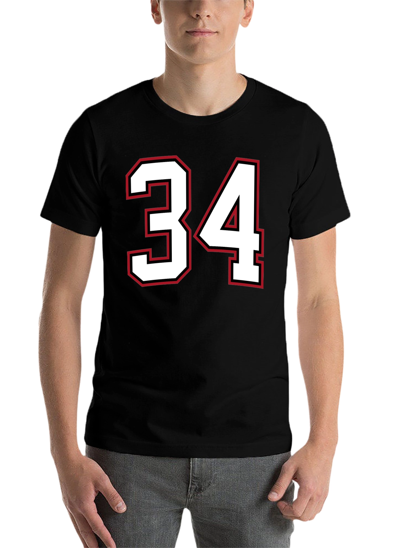 Black Jersey Number 34 Black T-Shirt view 7