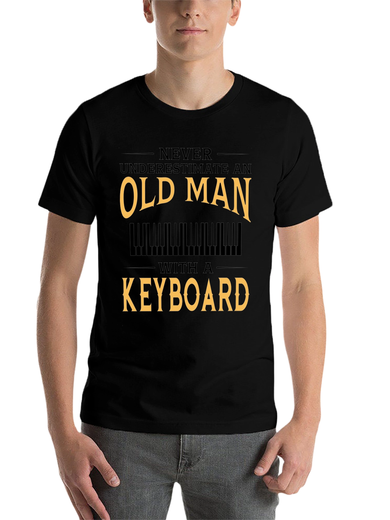 Black Old Man Keyboard T-Shirt - Musician Gift view 7