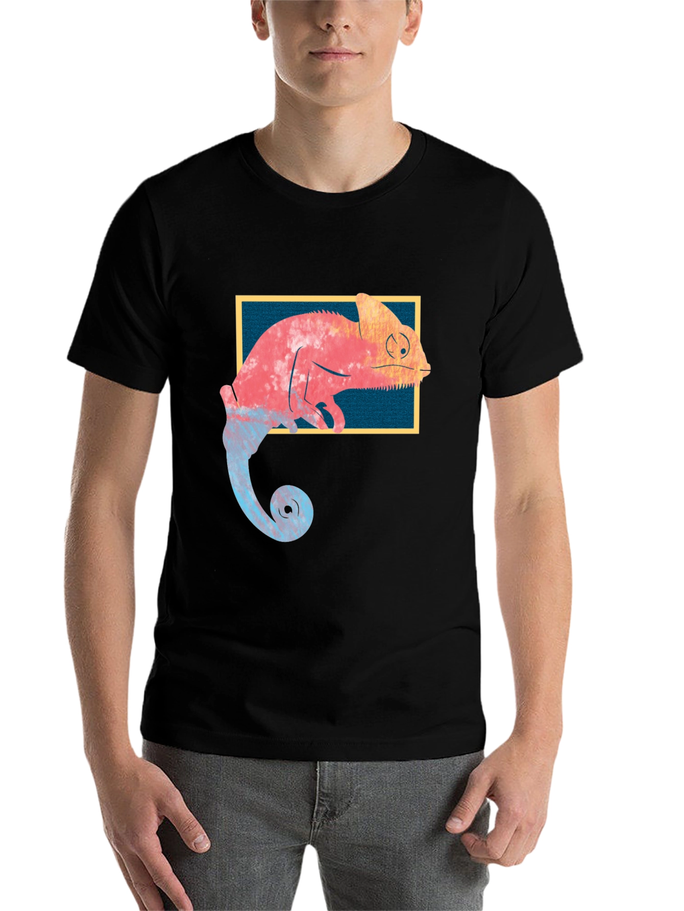 Black Chameleon Graphic T-Shirt - Unique Design view 7