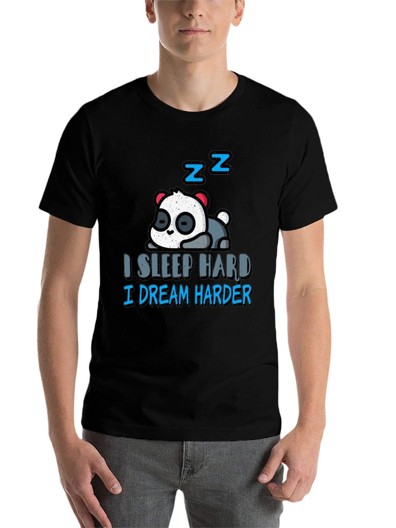 Black Sleepy Panda T-Shirt - I Sleep Hard, I Dream Harder view 7