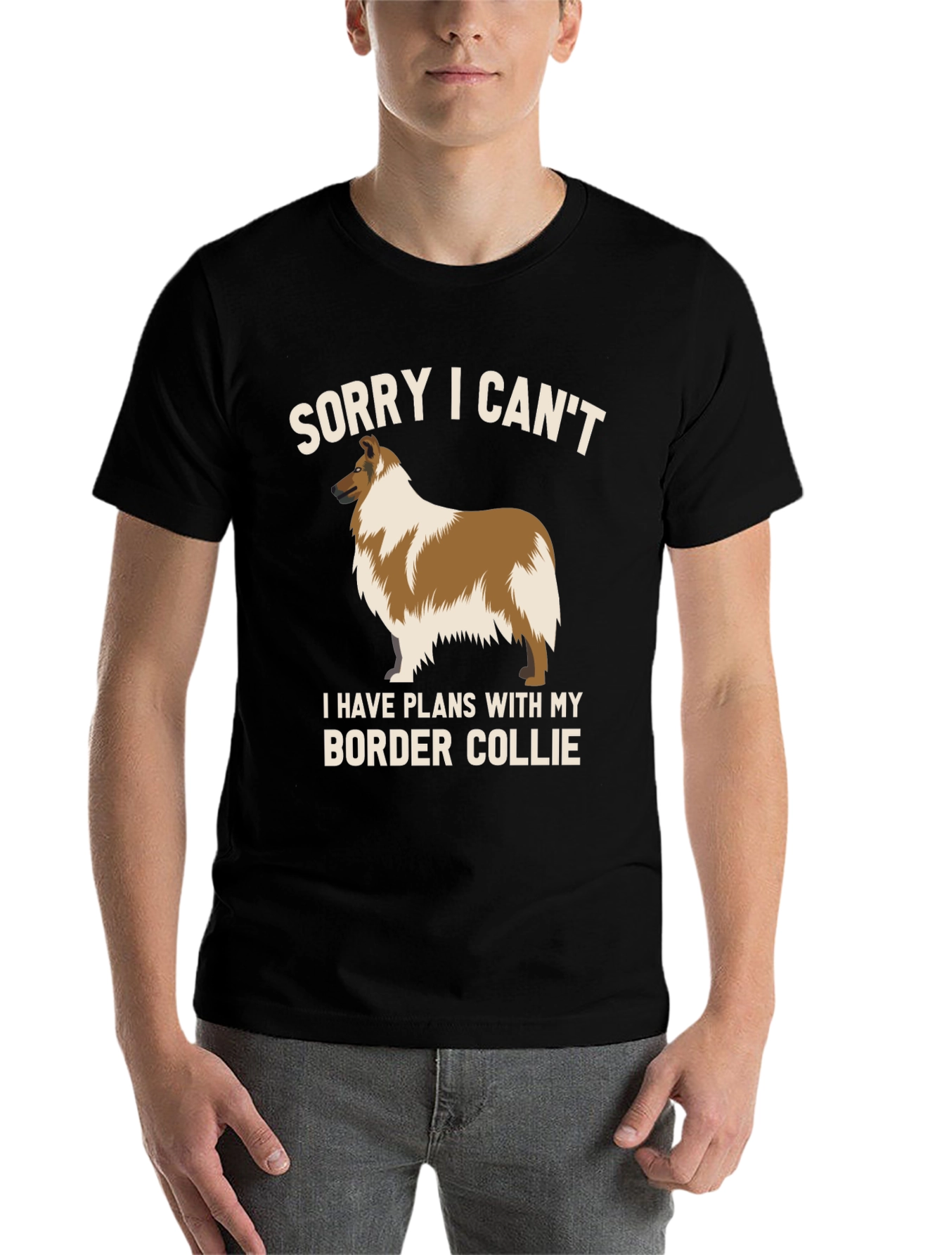Black Sorry I Can't Border Collie T-Shirt view 7