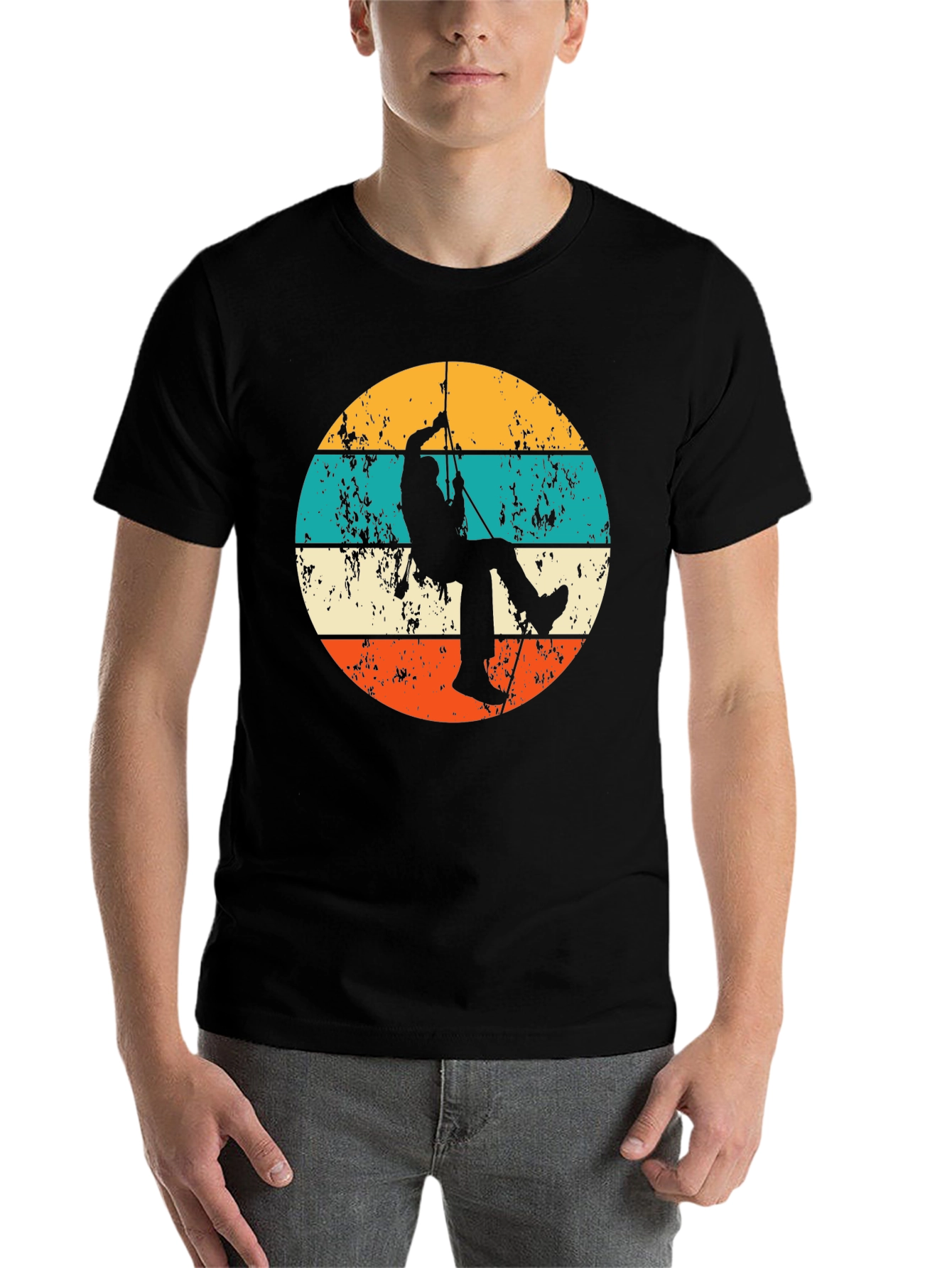 Black Retro Rock Climbing T-Shirt - Adventure Apparel view 7