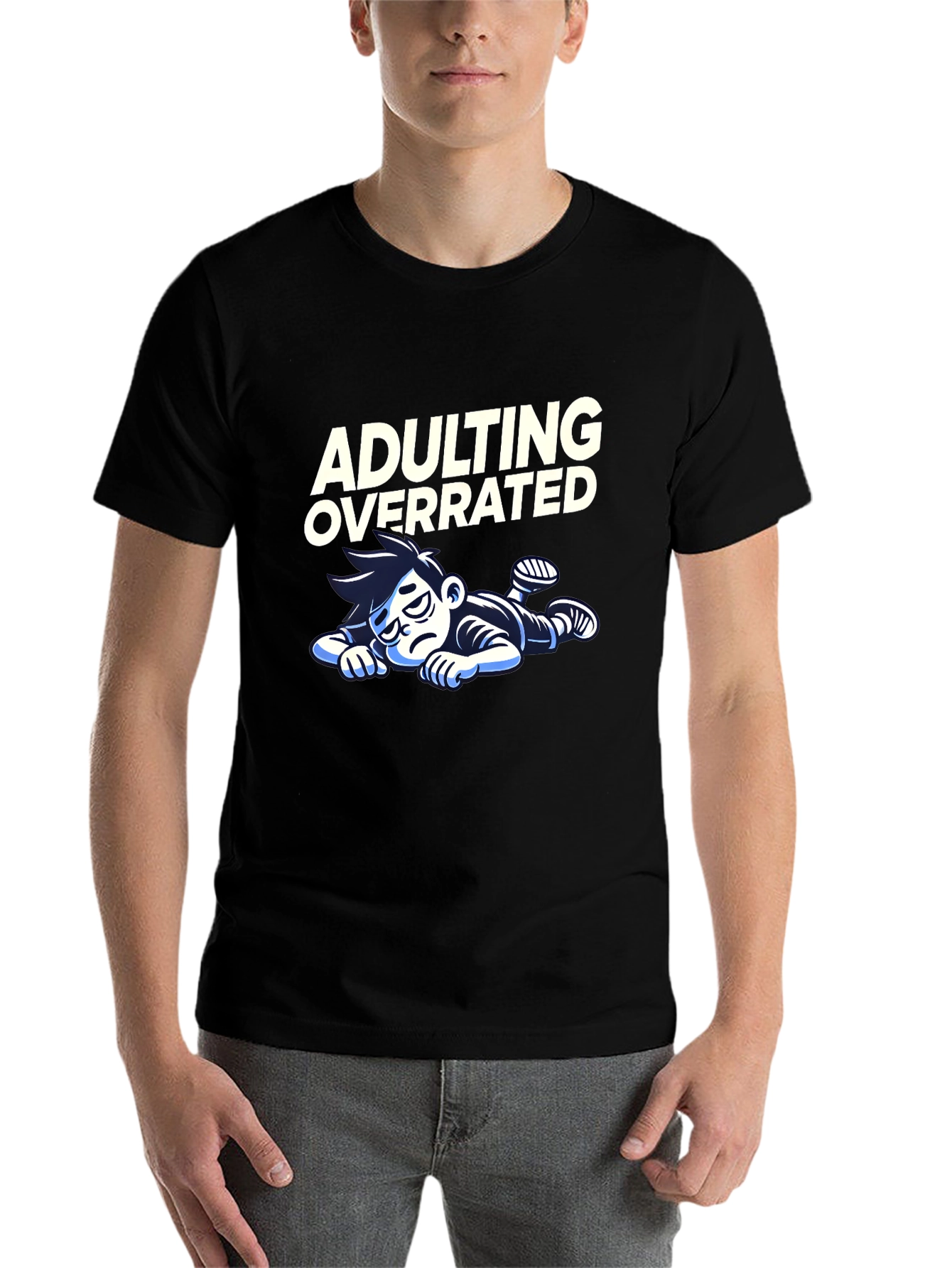 Black Adulting Overrated Graphic T-Shirt - Black view 7