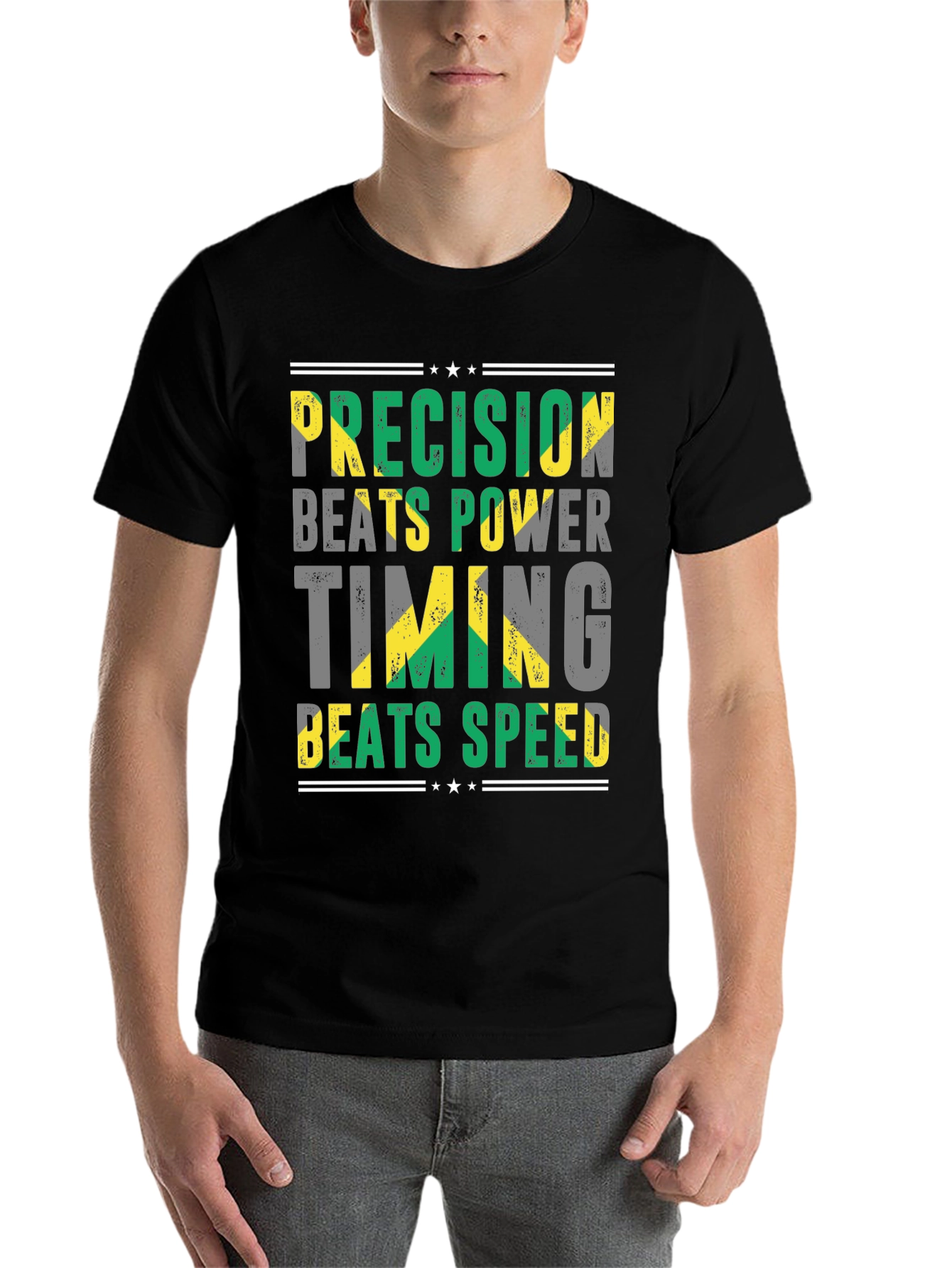 Black Precision Beats Power Jamaica T-Shirt view 7