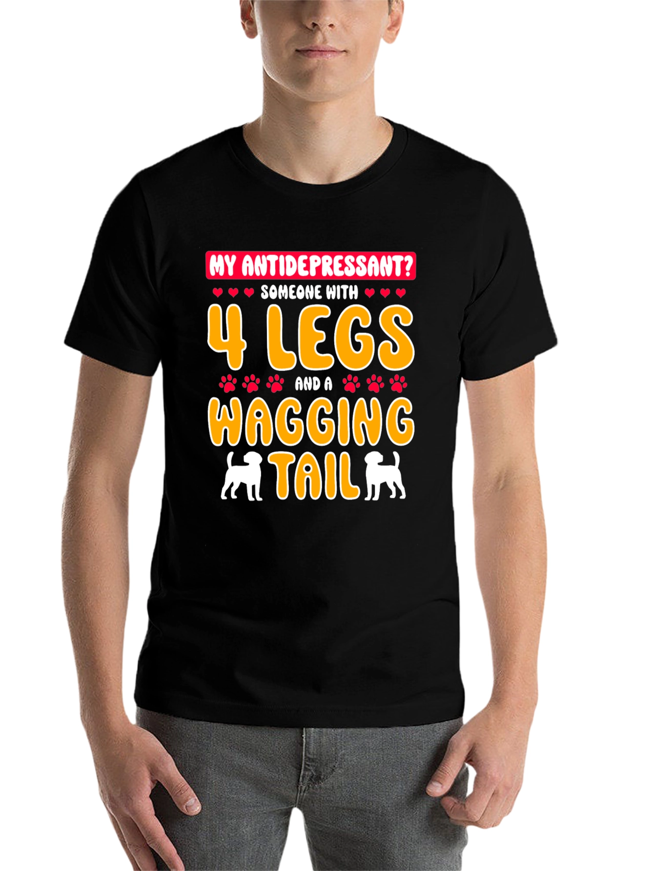 Black My Antidepressant Dog Lover T-Shirt view 7