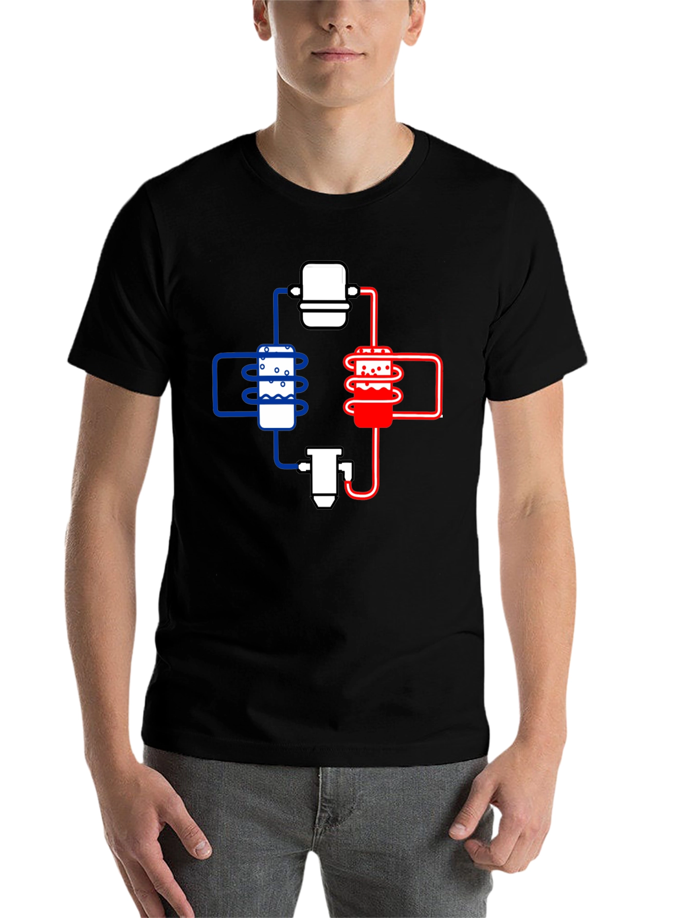 Black Cooling System Diagram Black T-Shirt view 7
