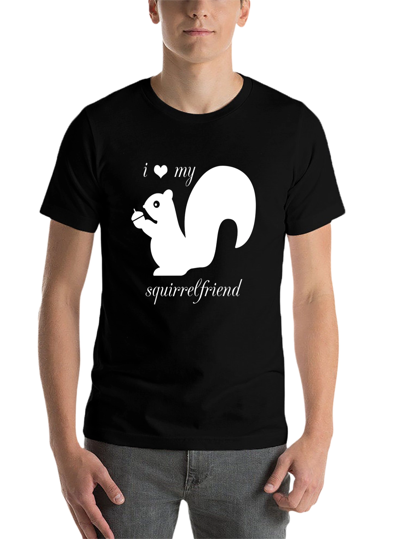 Black I Heart My Squirrelfriend T-Shirt Black Cotton Tee view 7