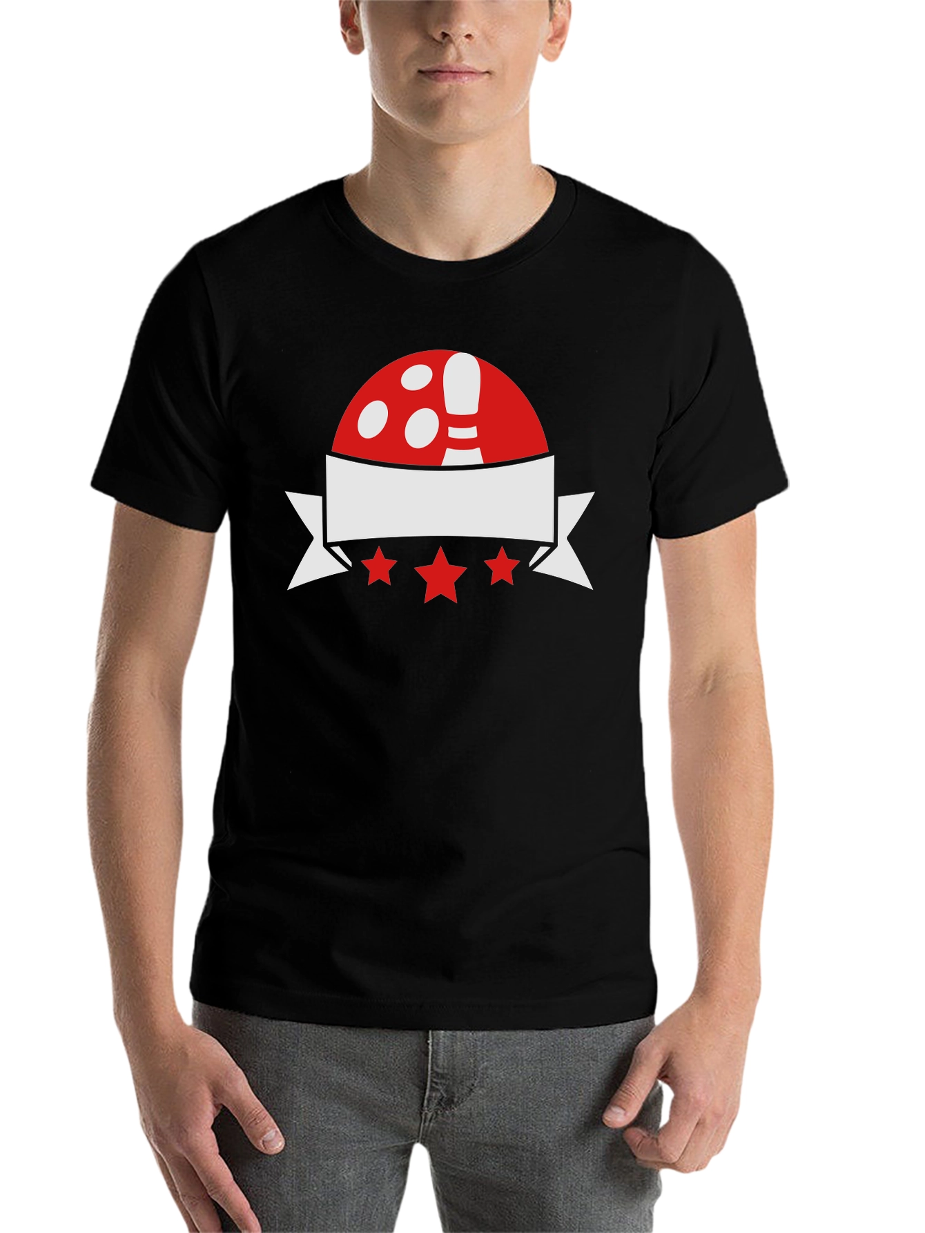 Black Bowling T-Shirt: Red, White & Star Design view 7