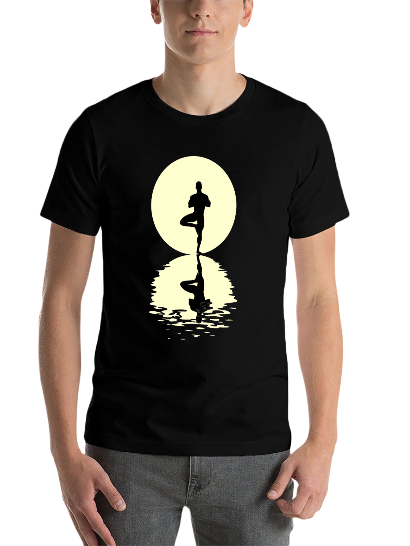 Black Yoga Pose Silhouette Graphic Tee view 7