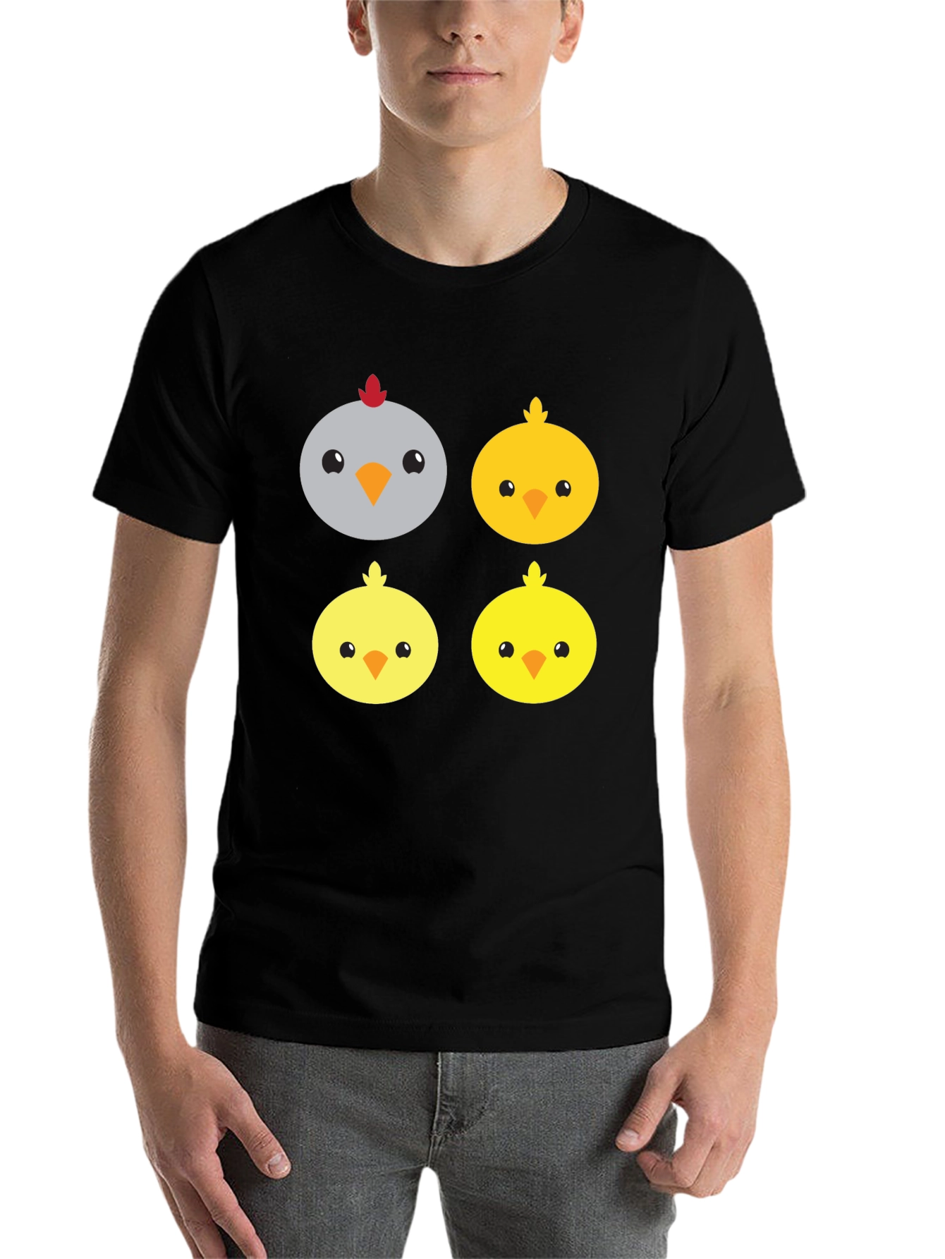 Black Cute Cartoon Chickens Graphic Tee view 7