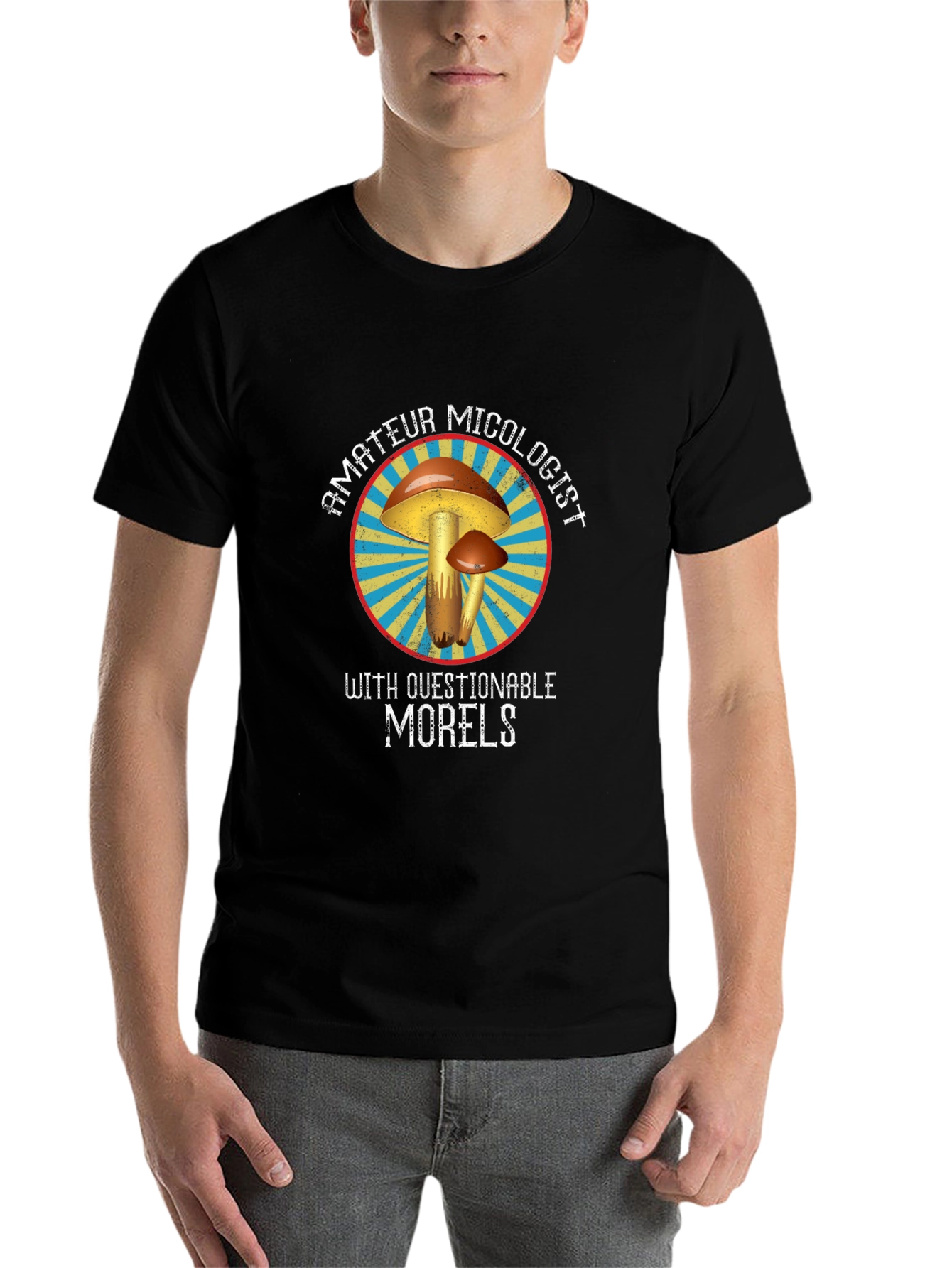 Black Amateur Micologist Mushroom T-Shirt view 7