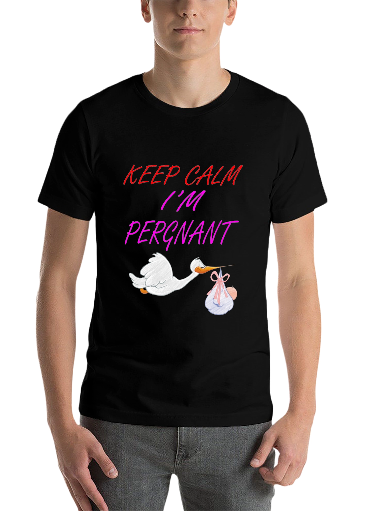 Black Keep Calm I'm Pergant T-Shirt view 7