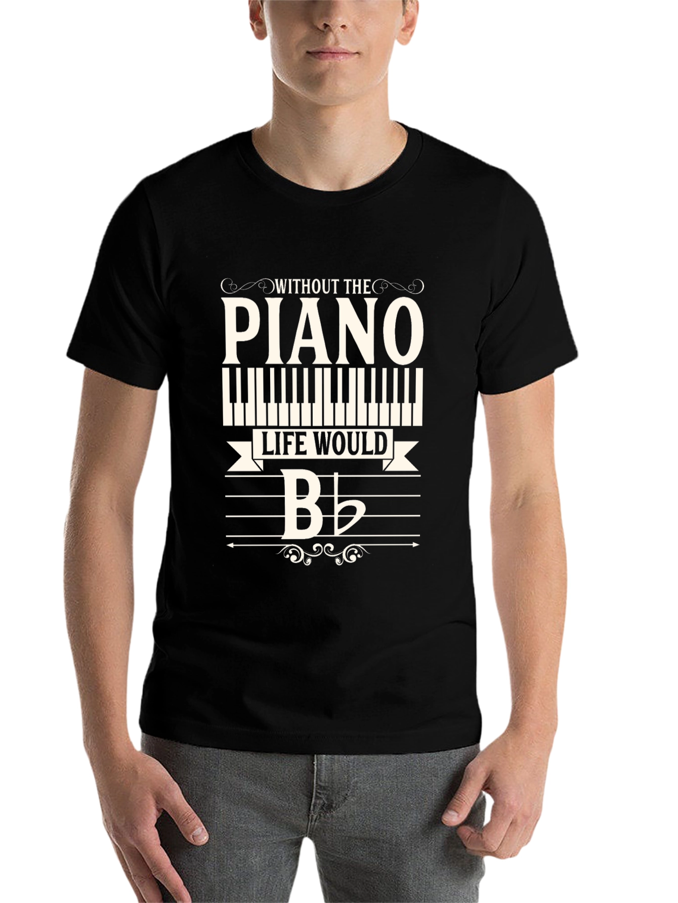 Black Piano Life T-Shirt - Musician Gift Tee view 7