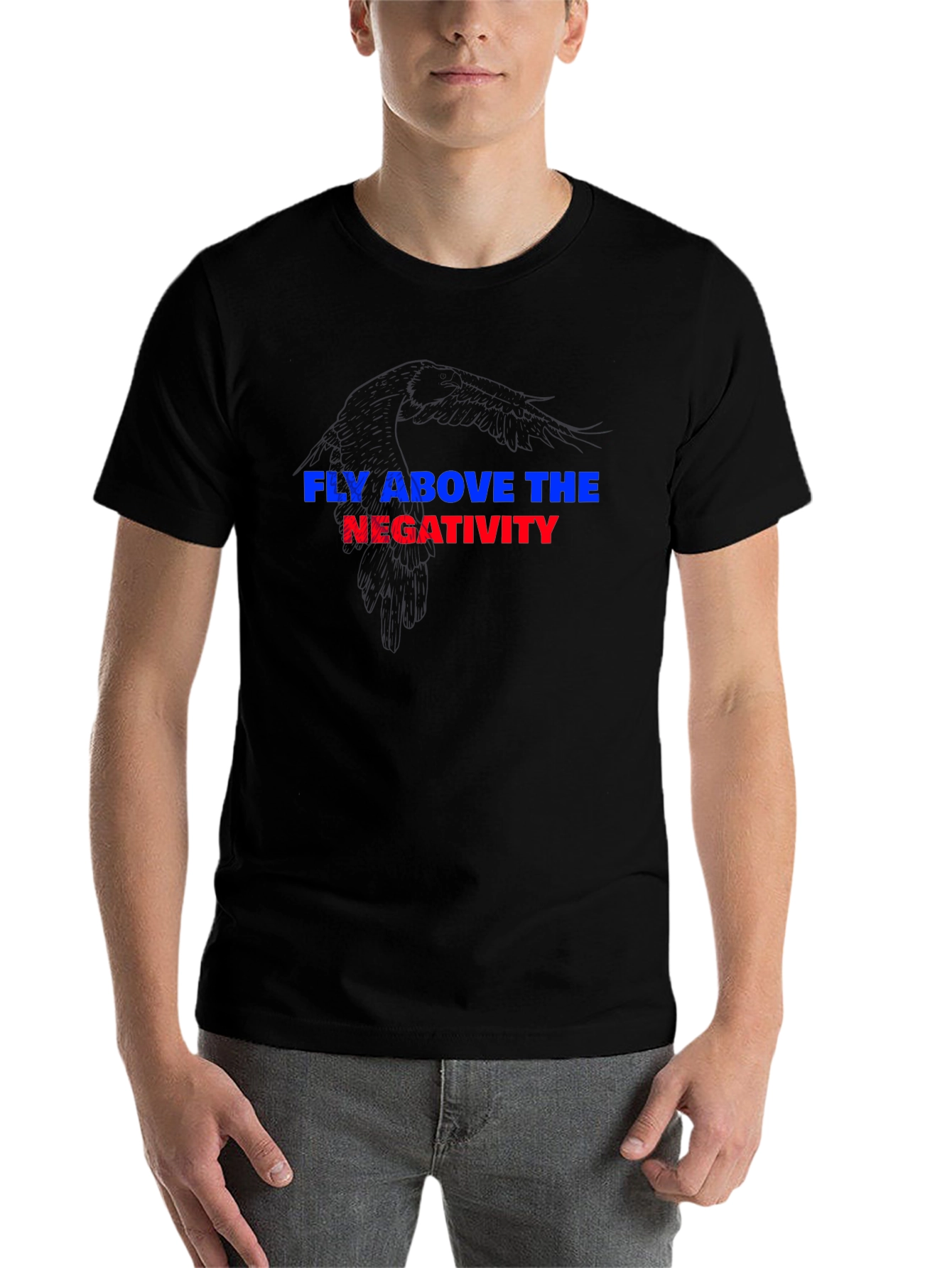 Black Fly Above Negativity Black Graphic Tee view 7