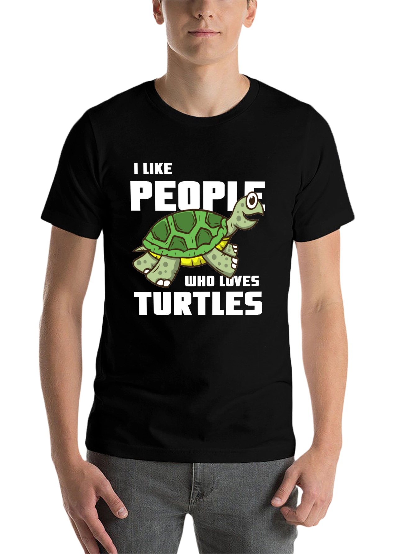 Black I Like People Who Loves Turtles Black T-Shirt view 7