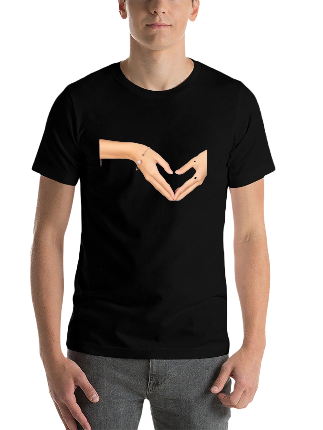 Black Heart Hands Graphic Tee - Black Casual Top view 7