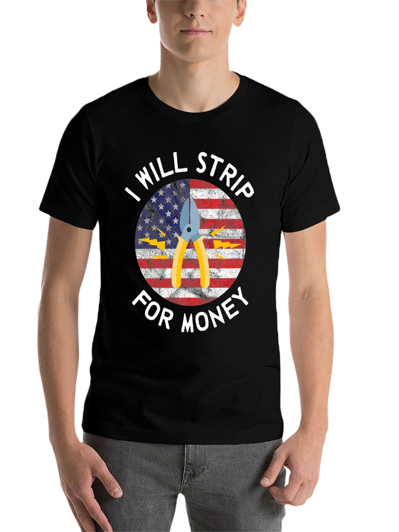 Black I Will Strip For Money Graphic T-Shirt view 7