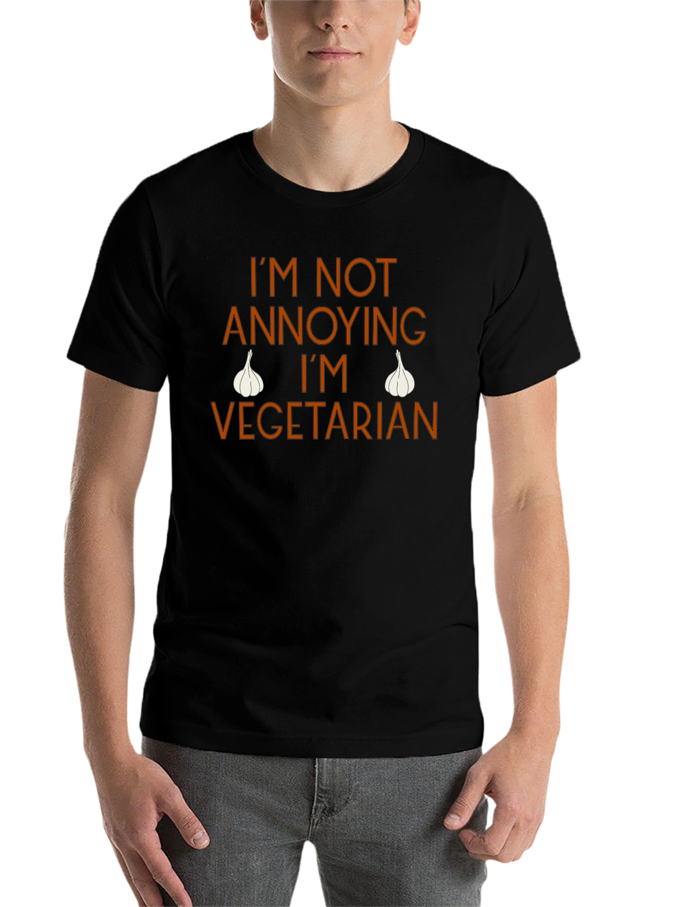 Black Funny Vegetarian T-Shirt view 7