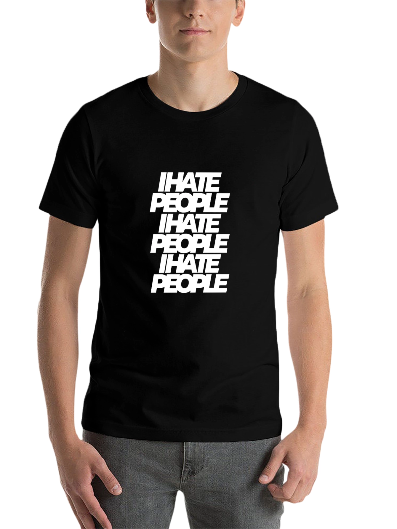 Black I Hate People Graphic Tee - Black Cotton Blend Shirt view 7