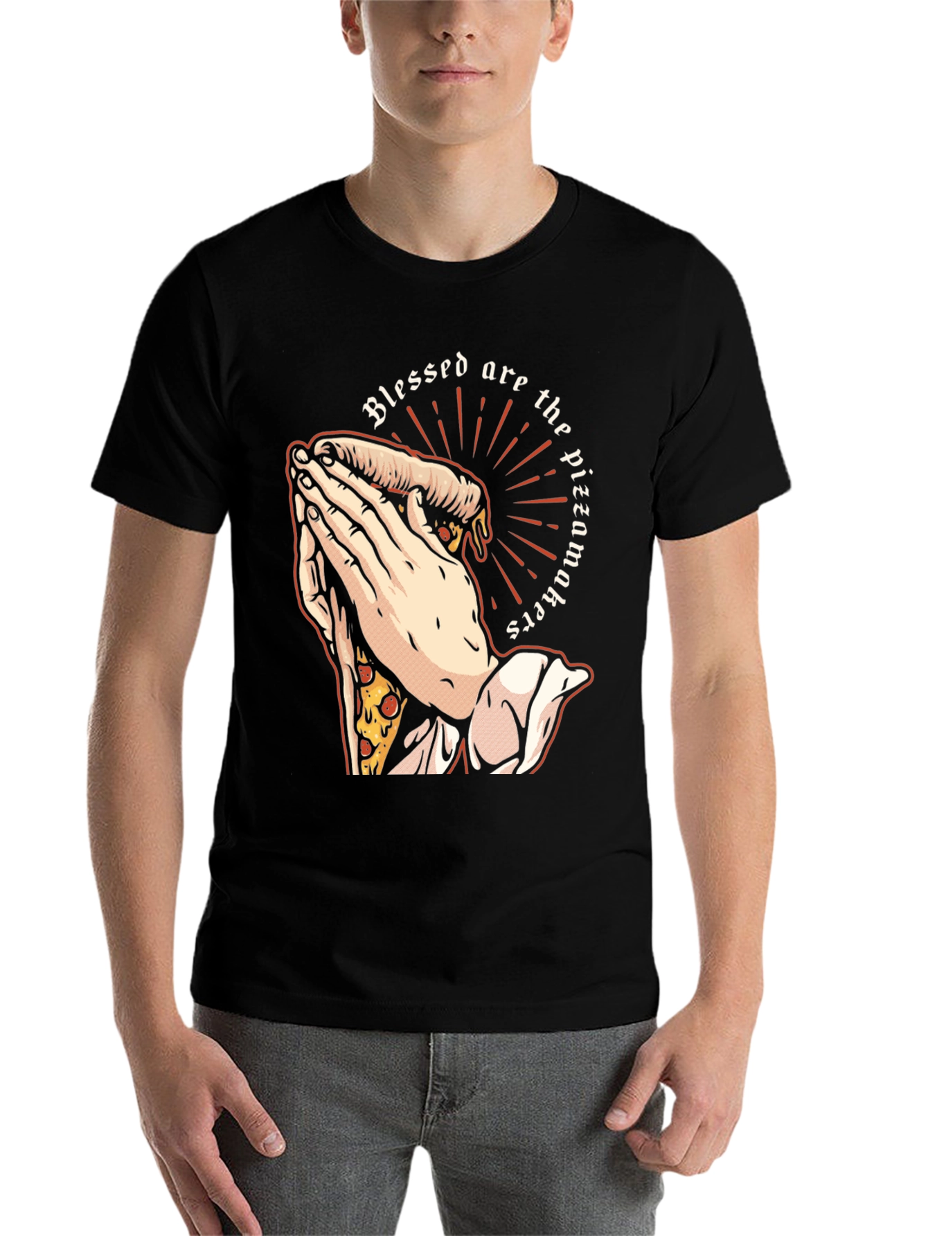 Black Blessed Pizzamakers T-Shirt - Novelty Graphic Tee view 7