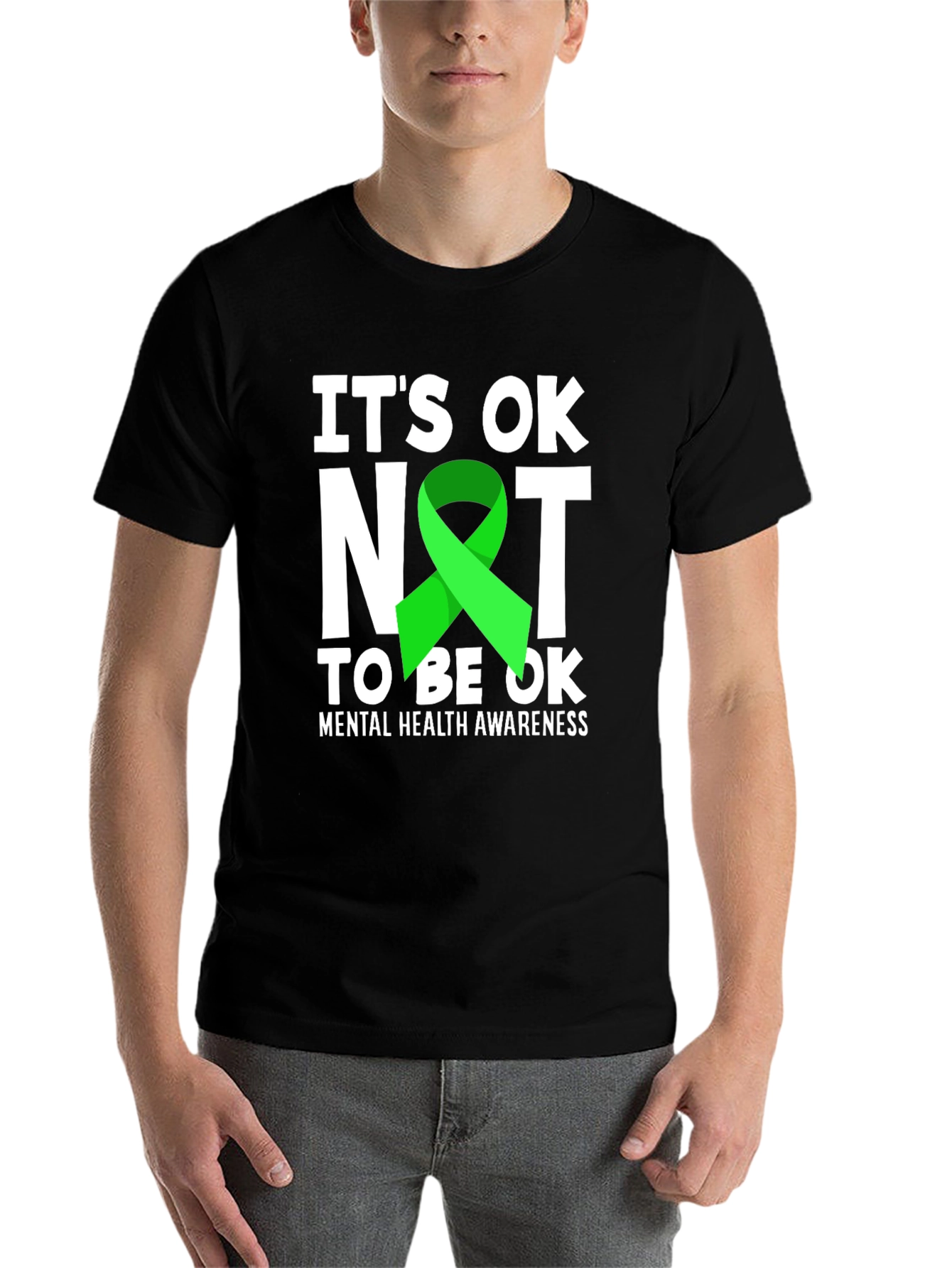 Black It's OK Not to Be OK Mental Health Awareness T-Shirt view 7