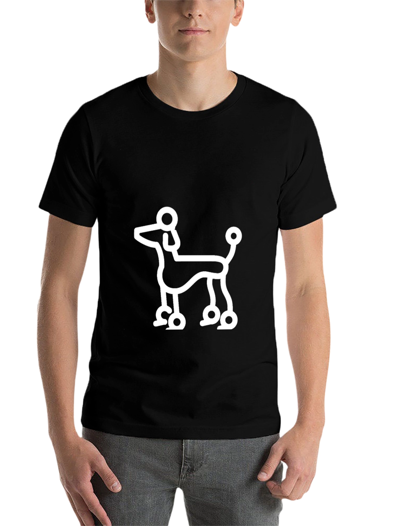 Black Poodle Outline Black T-Shirt view 7