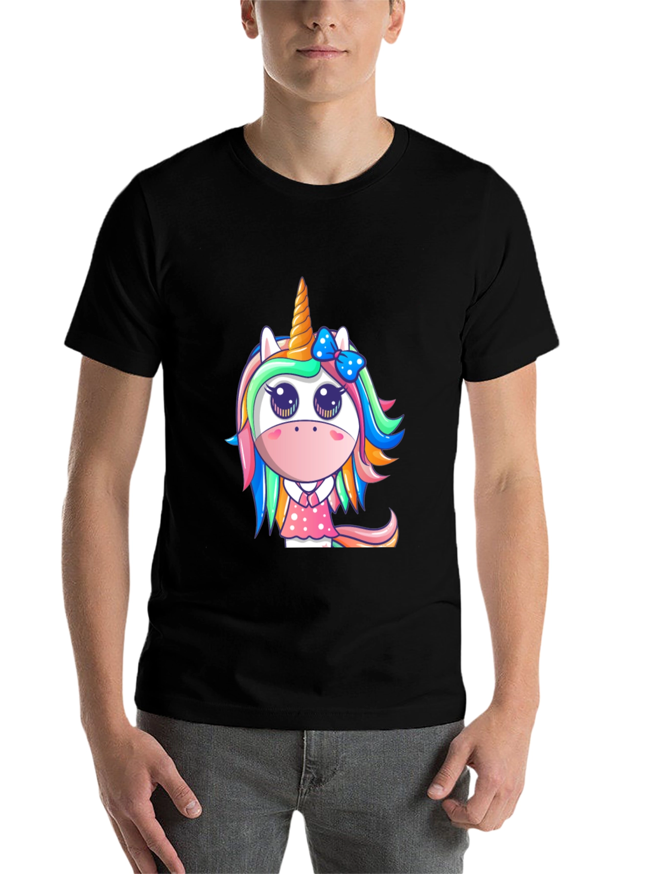 Black Unicorn Graphic T-Shirt - Cute Cartoon Design view 7