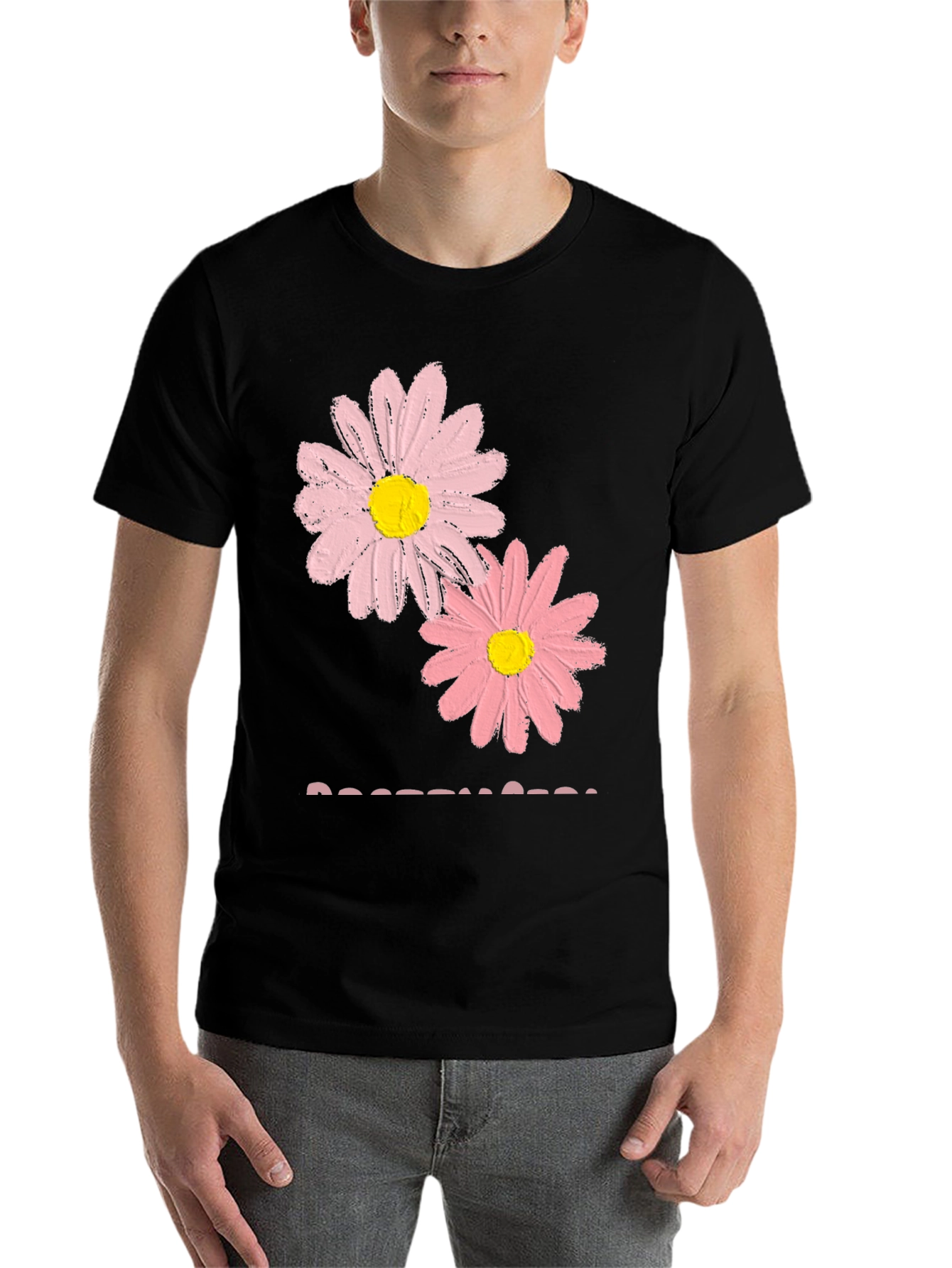 Black Pink Daisy Graphic T-Shirt - Soft Cotton Blend view 7
