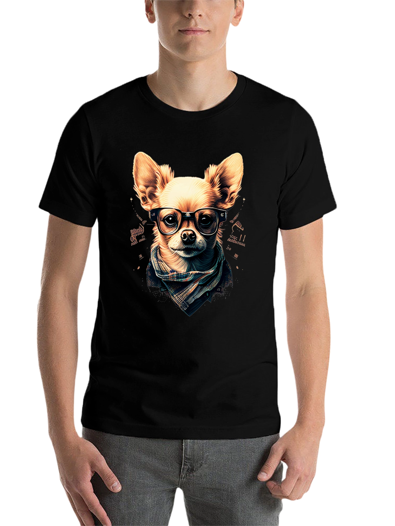 Black Hipster Dog T-Shirt: Geek Chic Chihuahua view 7