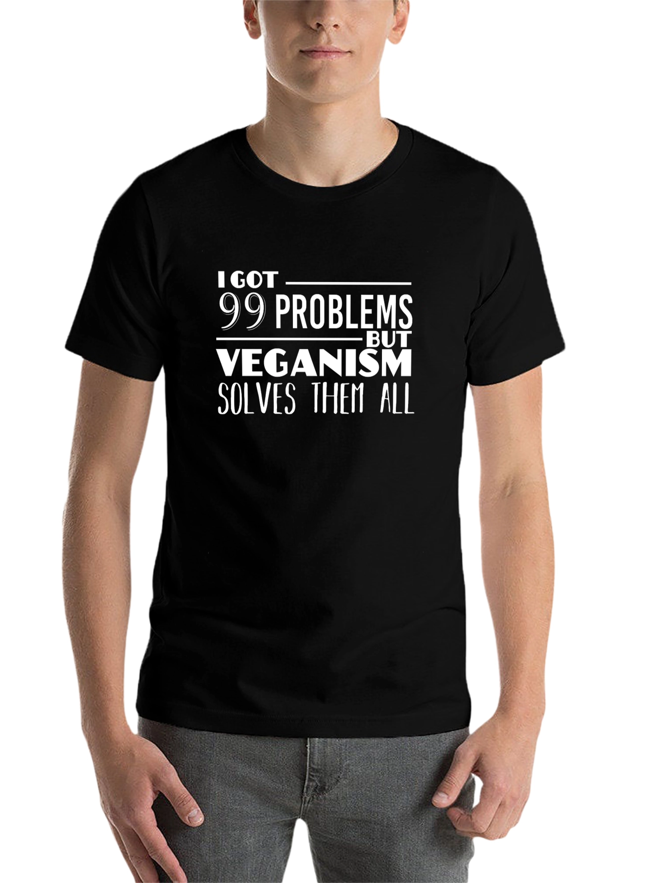 Black Veganism Solves All Problems T-Shirt view 7