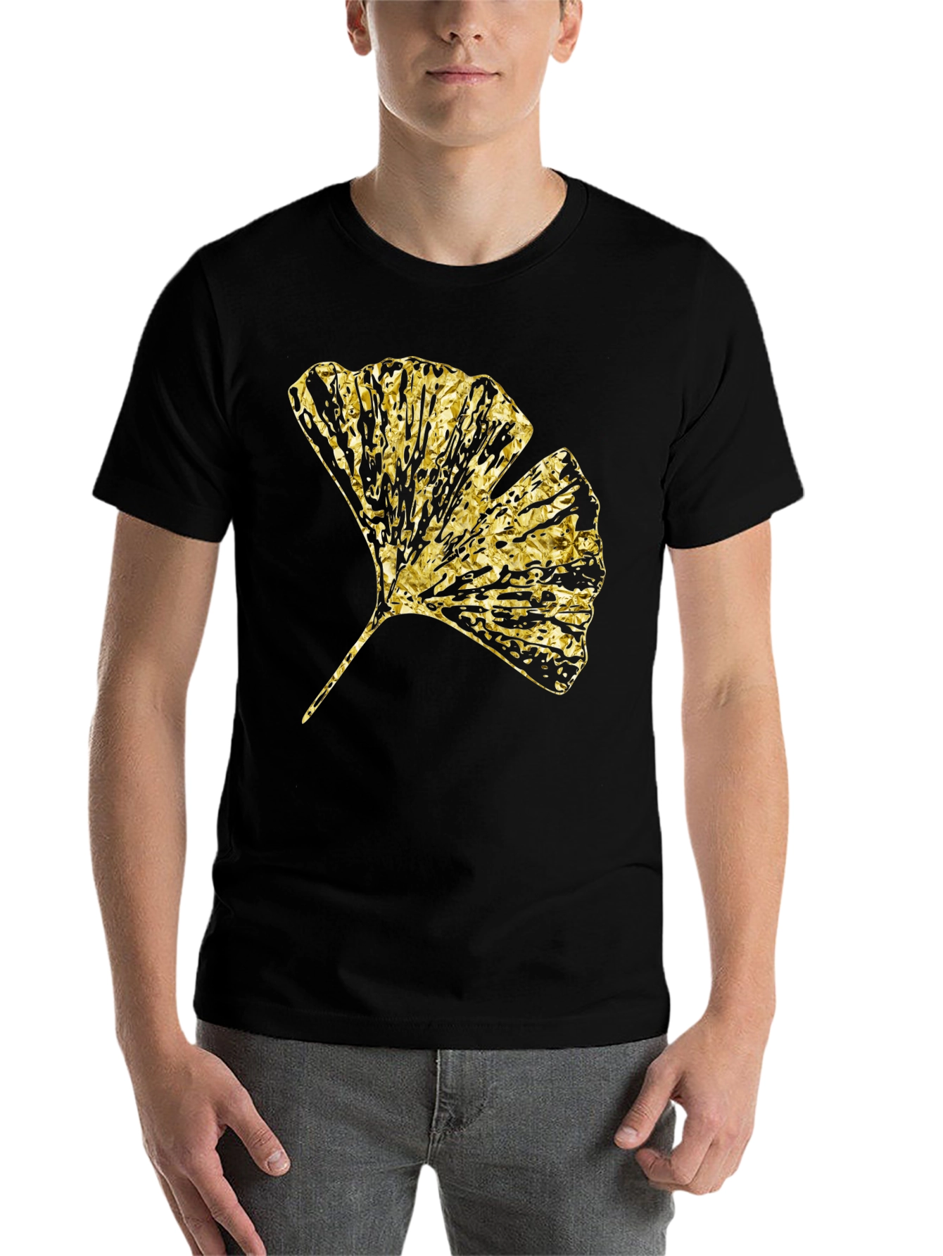 Black Gingko Gold Foil Graphic T-Shirt view 7