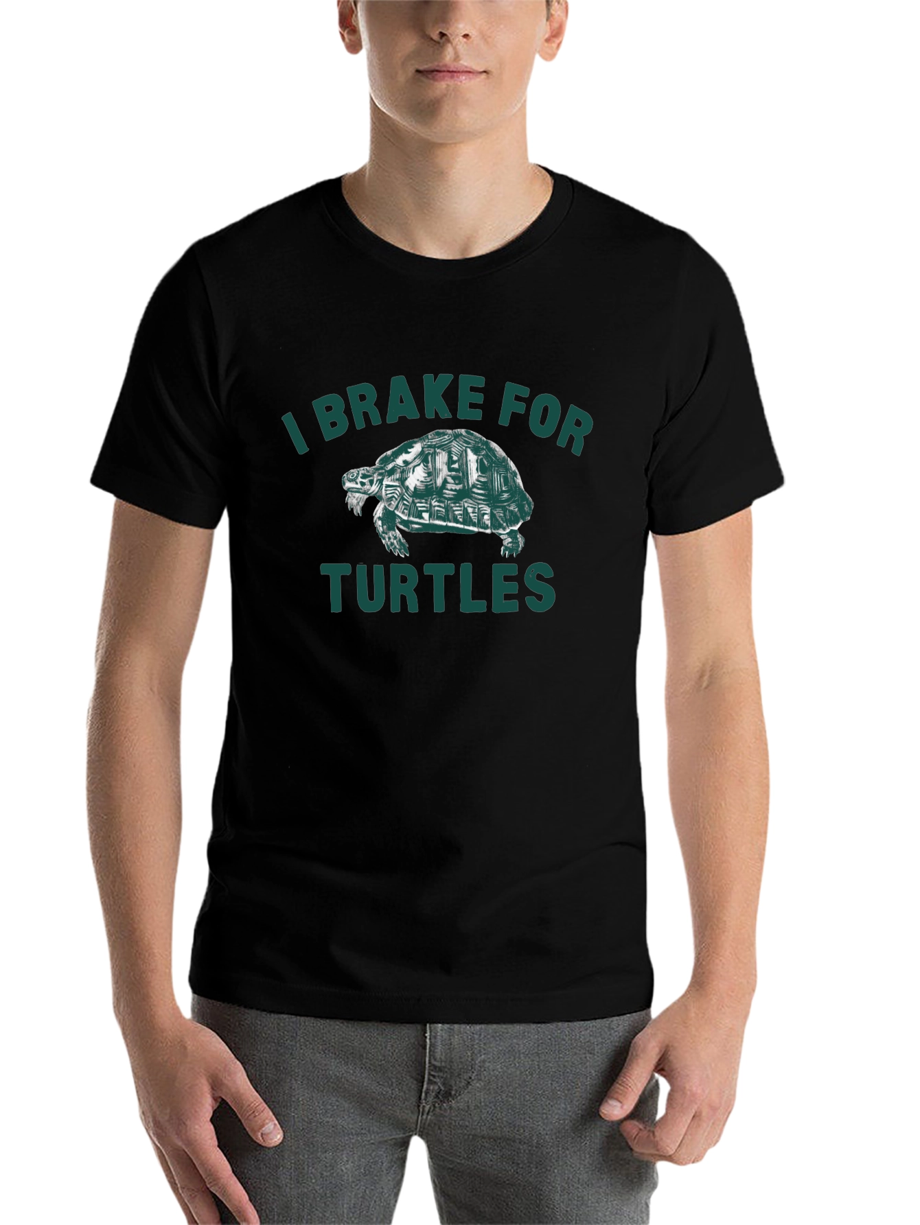 Black I Brake For Turtles Graphic Tee - Black view 7