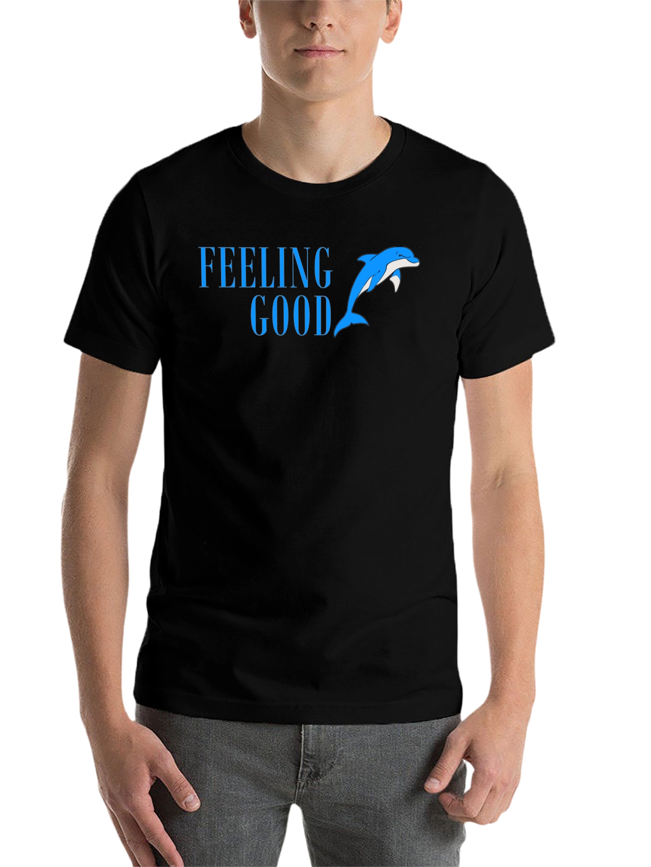 Black Feeling Good Dolphin Tee - Black Cotton Blend view 7
