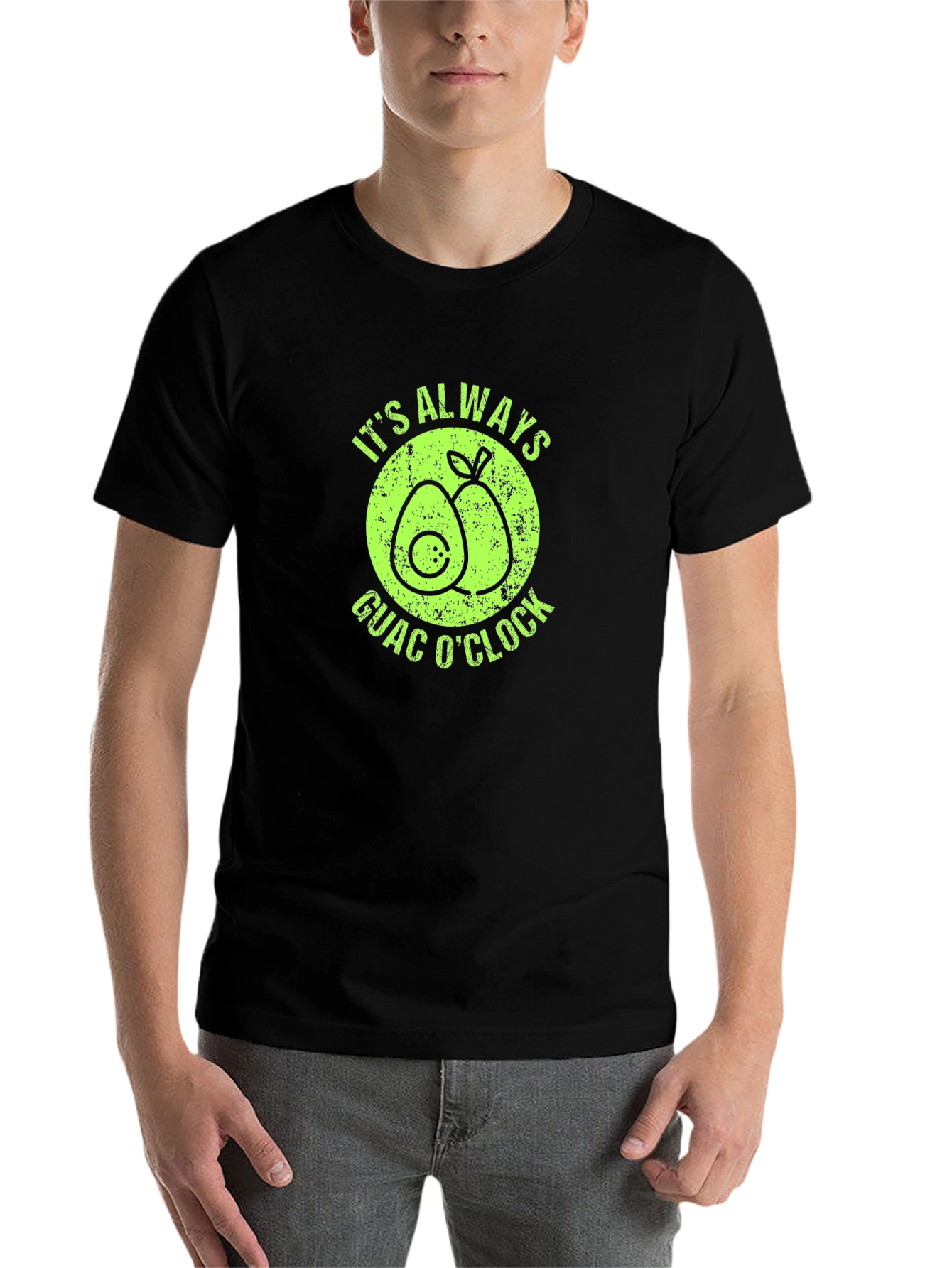 Black It's Always Guac O'Clock Avocado Graphic T-Shirt view 7