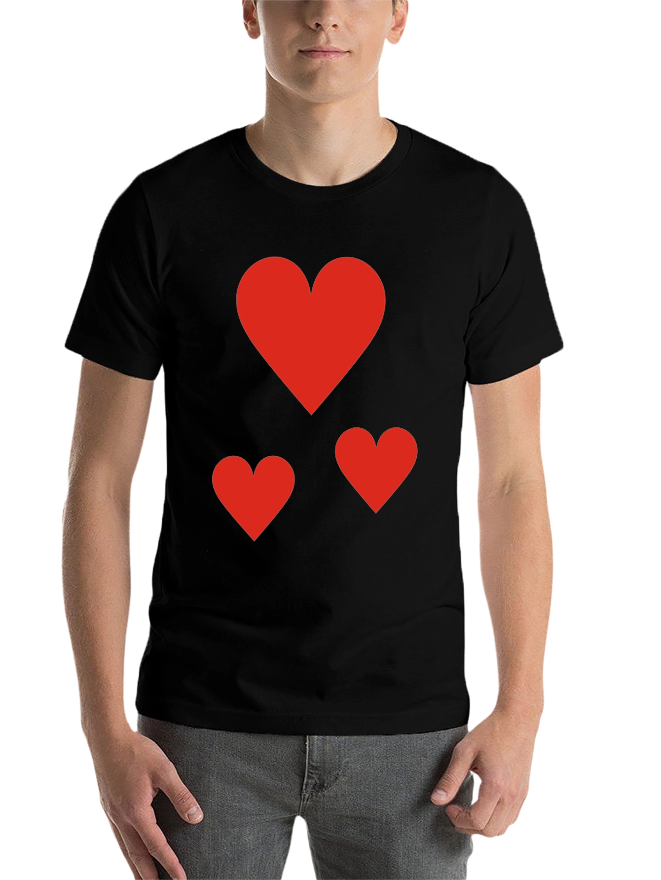 Black Heart Patterned Black T-Shirt view 7