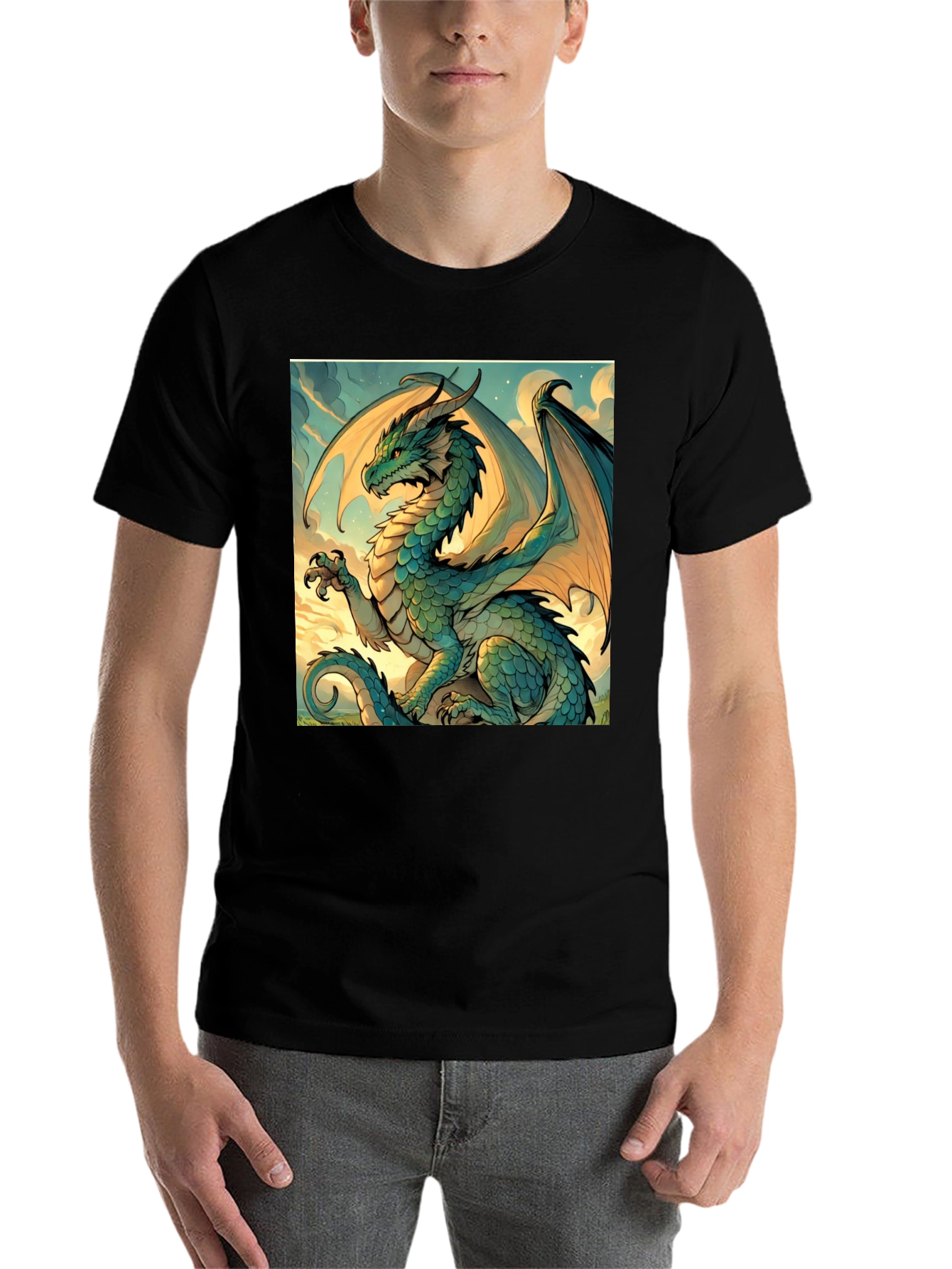 Black Dragon Graphic Tee - Mythical Creature Art Shirt view 7