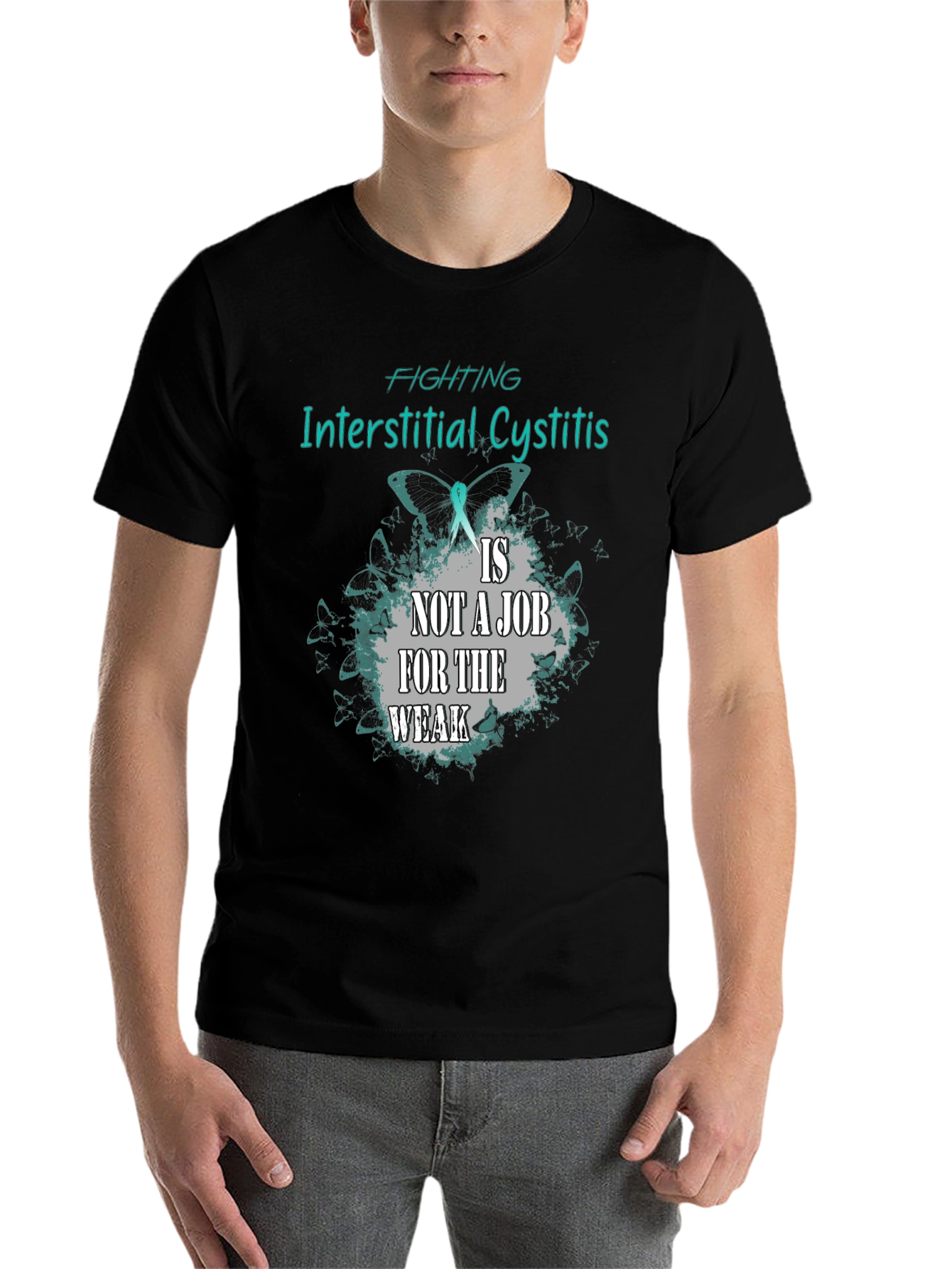 Black Interstitial Cystitis Awareness T-Shirt view 7