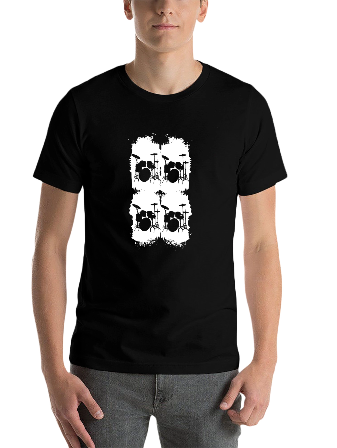 Black Drum Kit Graphic T-Shirt view 7