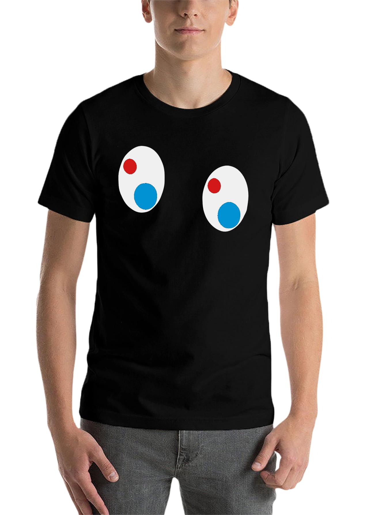Black Funny Googly Eyes Black T-Shirt view 7