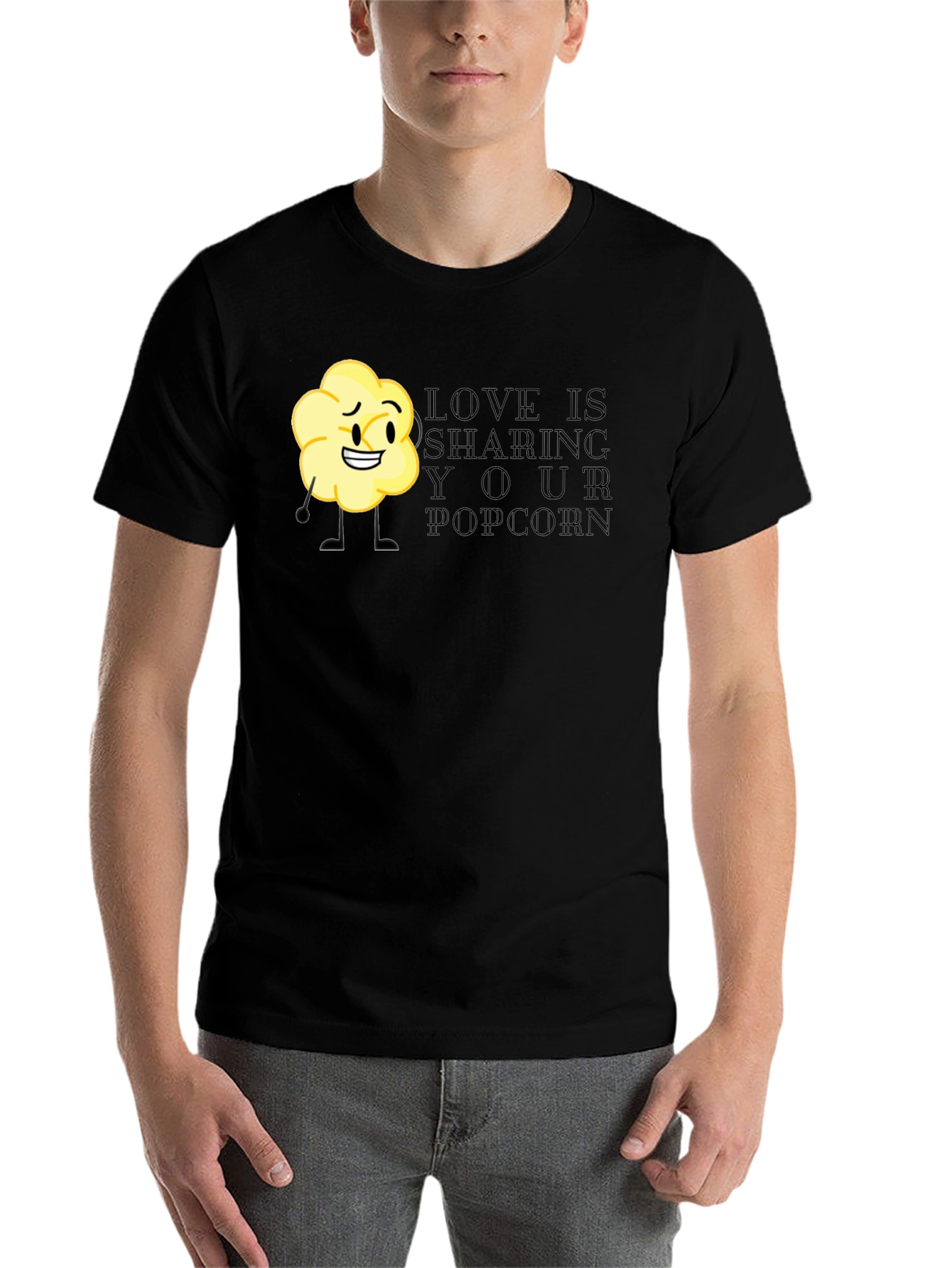 Black Sharing Popcorn Black T-Shirt view 7