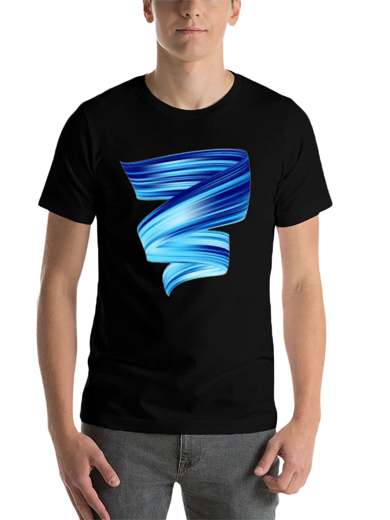 Black Modern Swirl Graphic Tee view 7