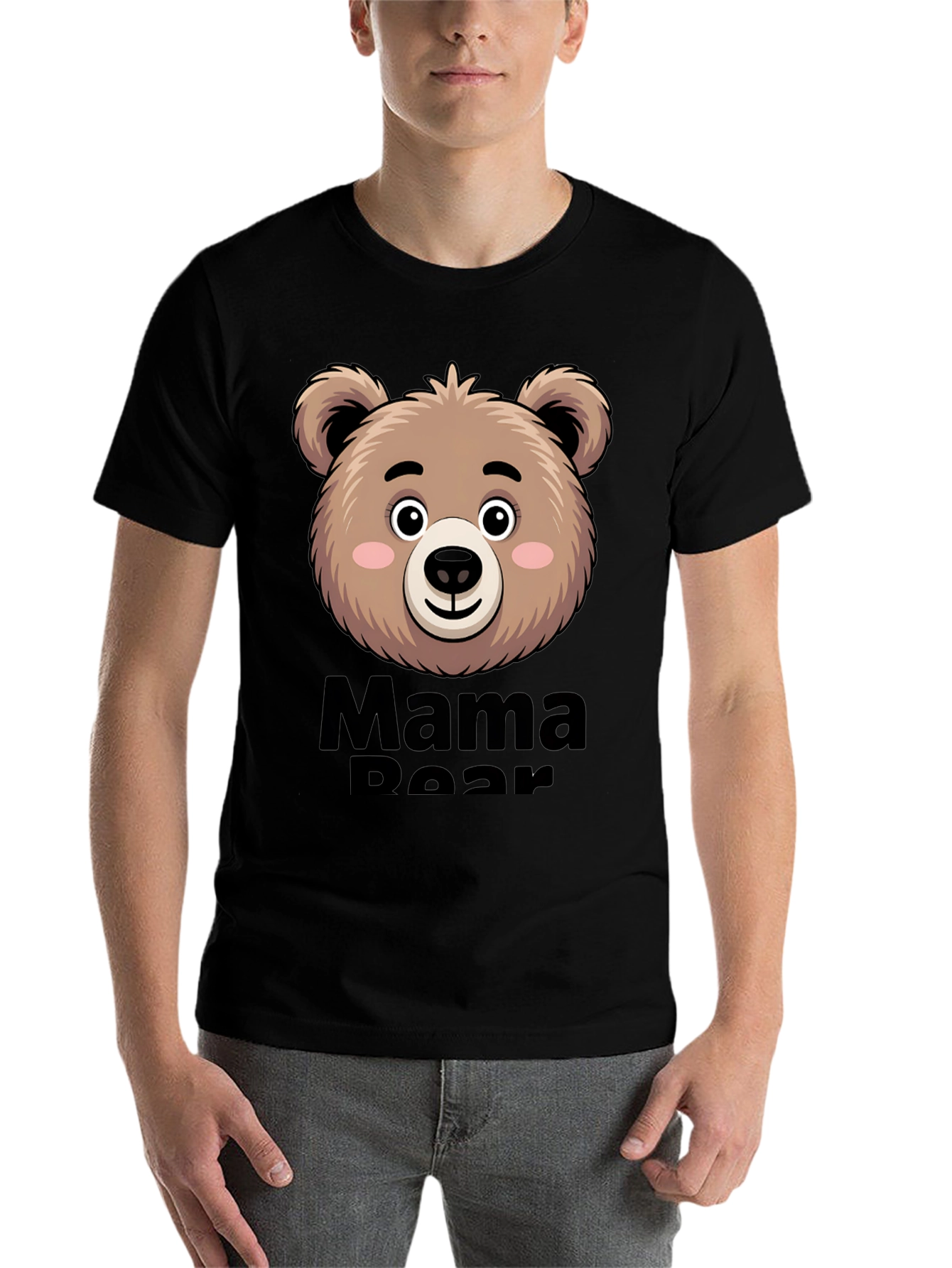 Black Mama Bear T-Shirt Cute Bear Face view 7