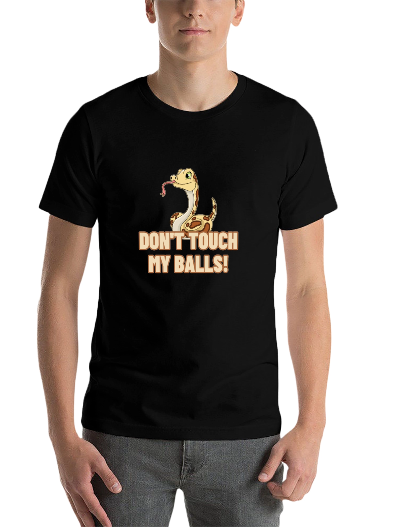 Black Don't Touch My Balls Snake Graphic Tee view 7