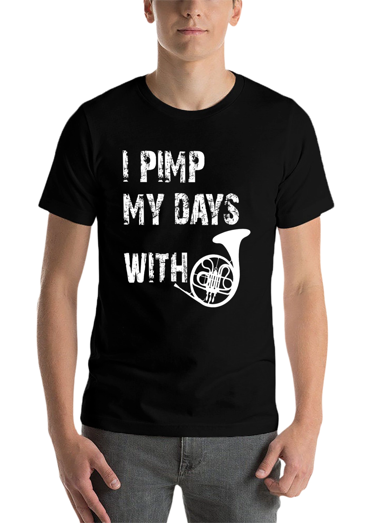 Black I Pimp My Days With French Horn Musician T-Shirt view 7
