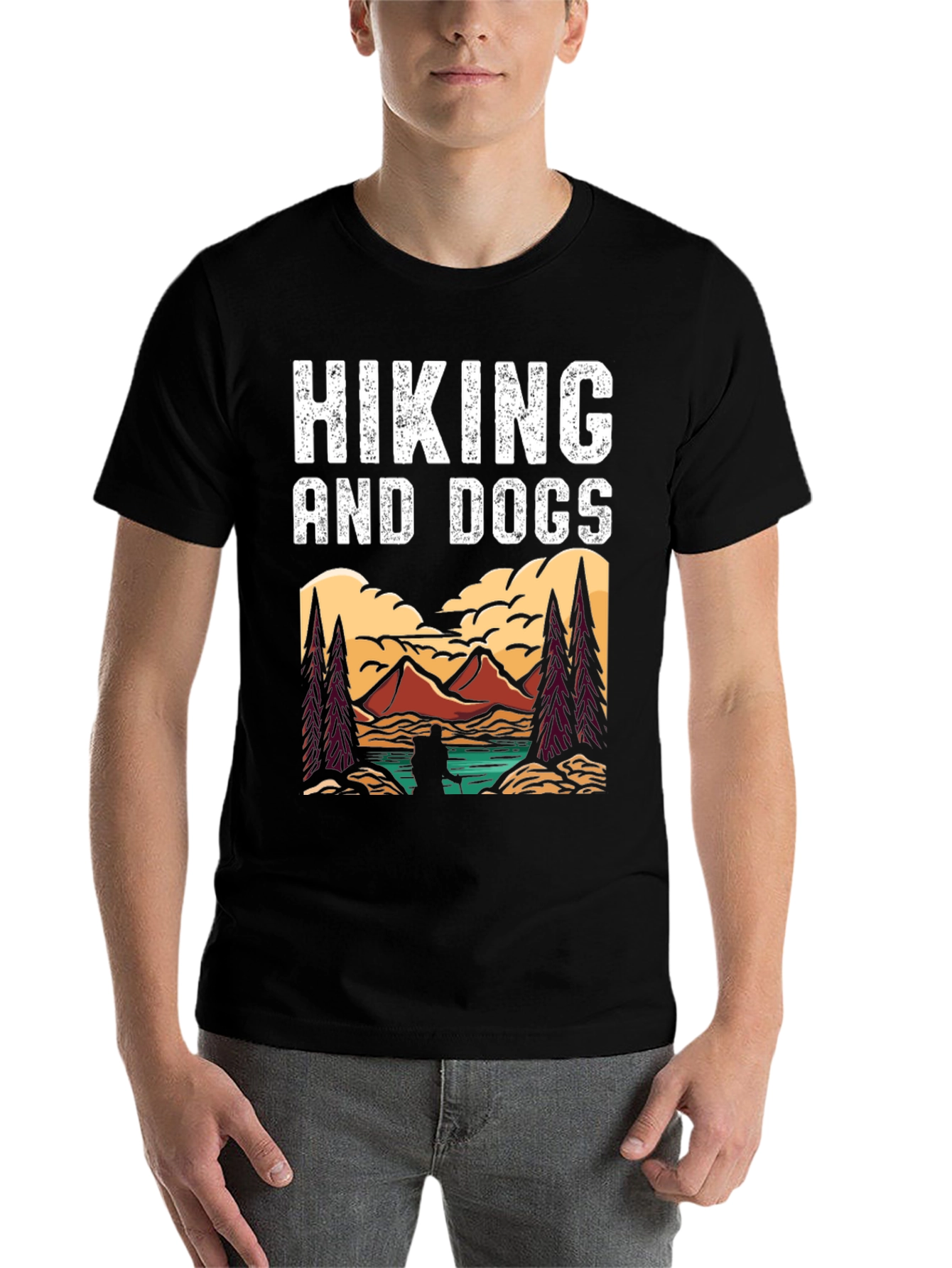 Black Hiking and Dogs Graphic Tee view 7