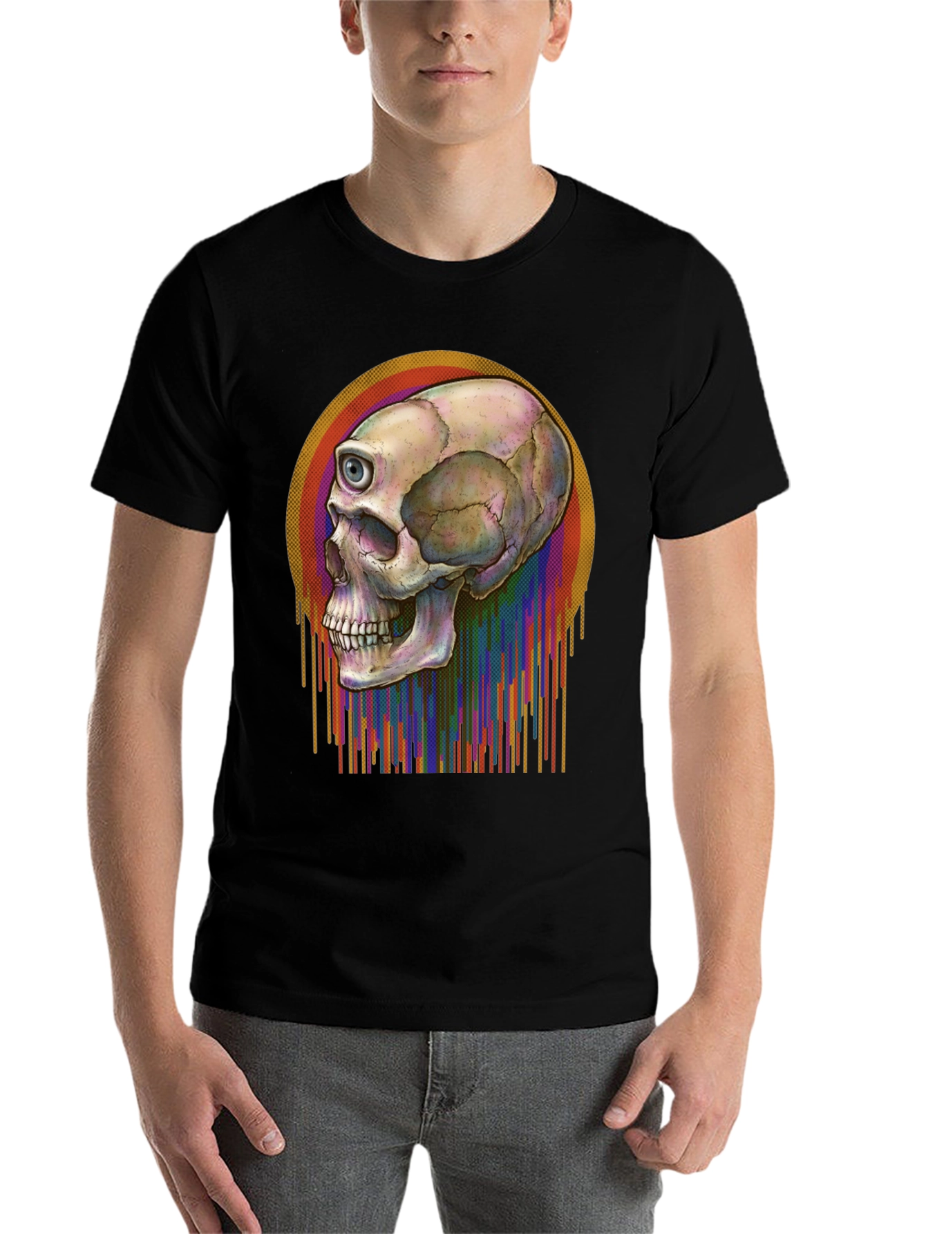 Black One-Eyed Skull Tee - Men's Graphic T-Shirt view 7