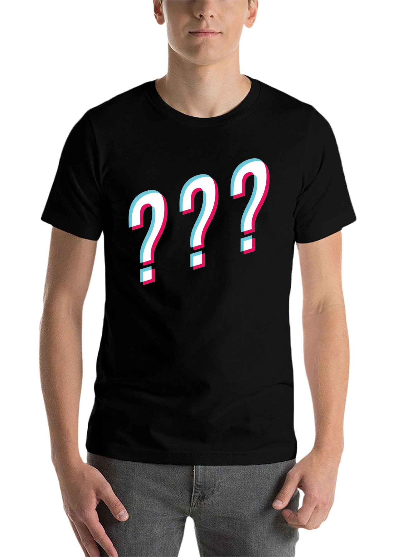 Black Question Mark Graphic Tee - Mens Black T-Shirt view 7