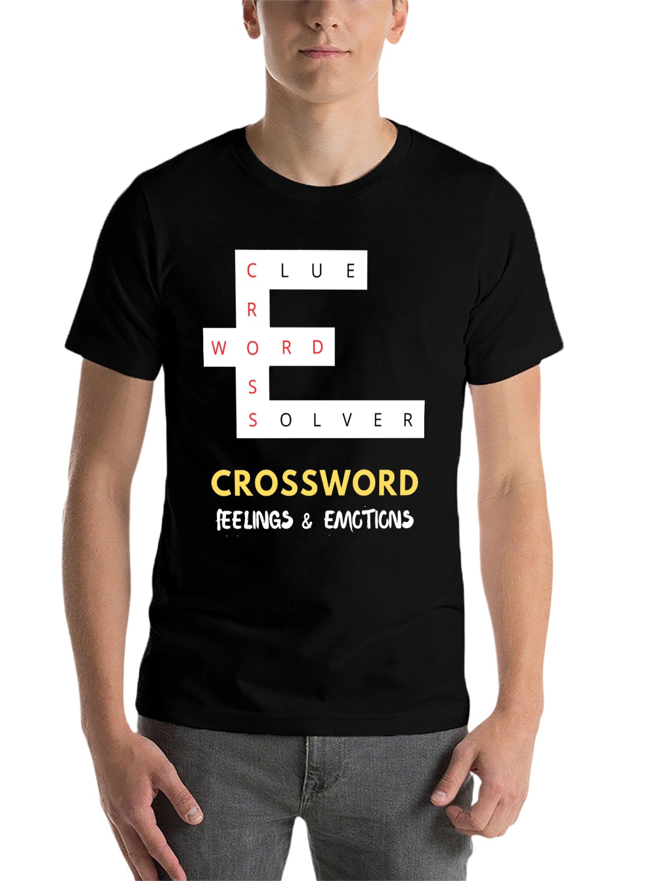 Black Crossword Puzzle T-Shirt - Feelings & Emotions view 7