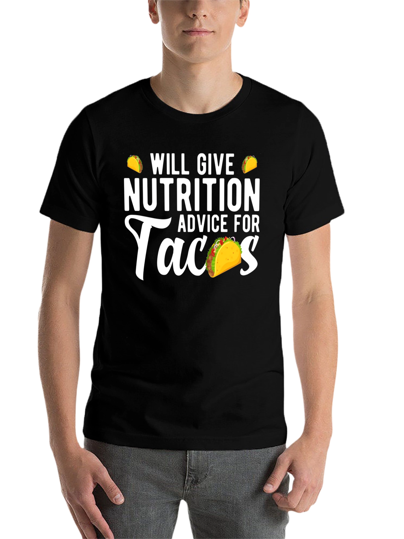 Black Nutrition Advice For Tacos Funny Graphic Tee view 7